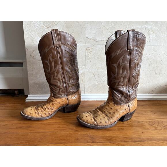 VTG Tony Lama Ostrich Boots Women’s 8.5 – Full Quill Western Wedding Made In USA - Picture 6 of 11